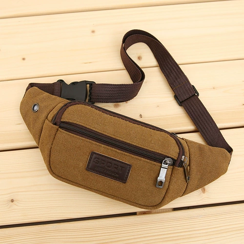 Мужская универсальная вместительная и большая износостойкая тканевая поясная сумка