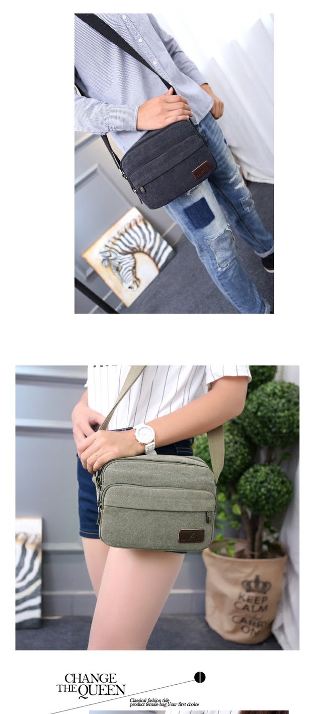 Ví nhiều lớp túi kinh doanh thu ngân túi chéo nữ túi đeo vai nam trung niên lady túi vải canvas - Túi của con người ví louis vuitton