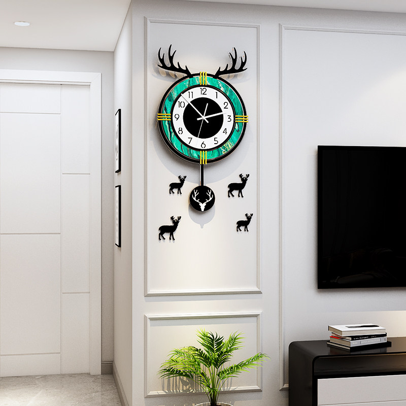 Light and luxurious deer head watches Living room Home Fashion personality creative hanging wall modern minimalist atmosphere Decorative Clock