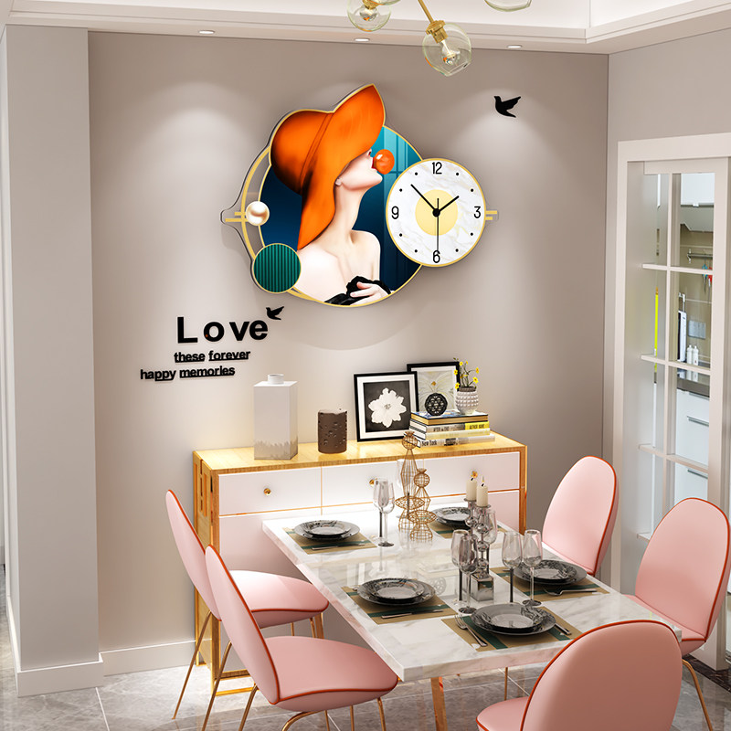 Modern minimalist light luxury clock wall clock living room home fashion decoration creative net red dining room atmospheric clock hanging wall