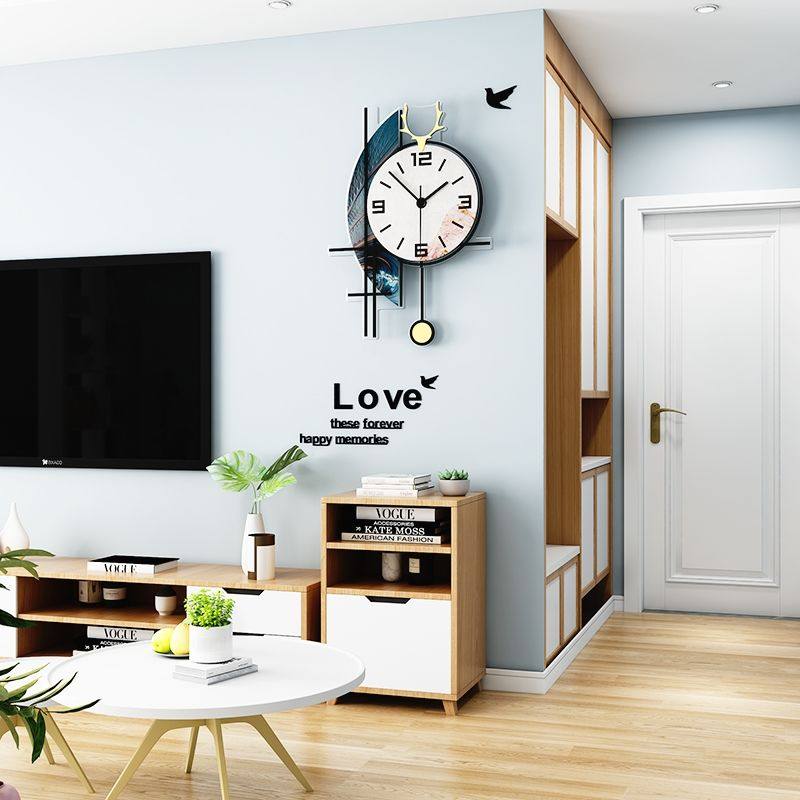 Nordic watches and clocks Living room Modern minimalist Decorative Clock Light Extravagant wall Home Fashion Creativity Muted Hanging Watch