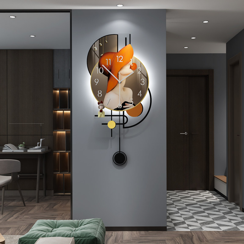 Nordic light luxury decorative wall clock Modern minimalist clock living room household fashion net red creative wall clock wall hanging