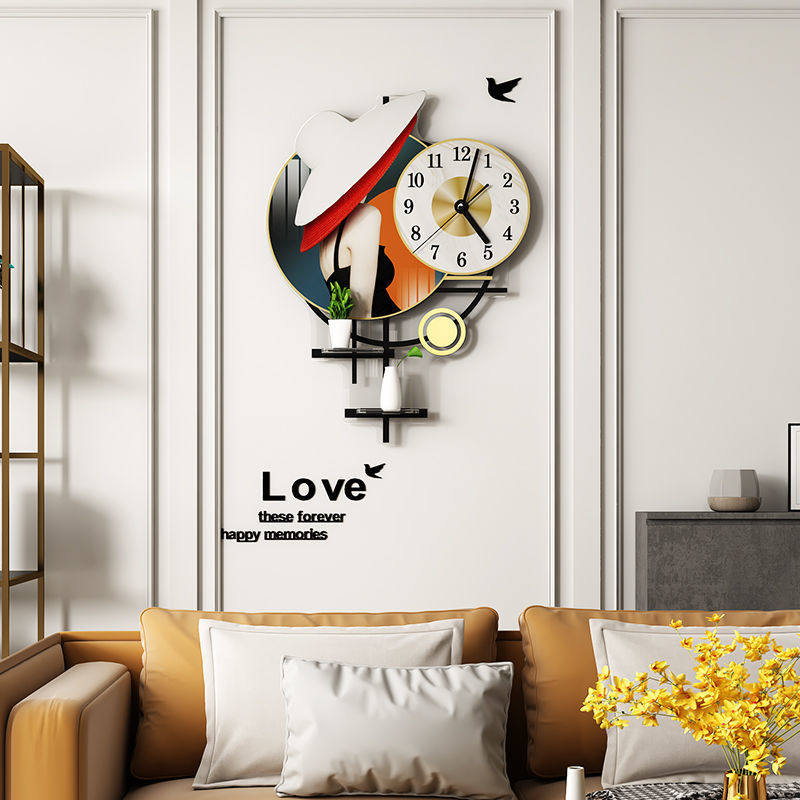 Clear Barn Hung Clock Living Room Home Watch And Watch Modern Minimalist Personality Creative Dining Room Nordic Net Red Muted Art Clock