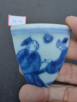 Blue and white porcelain pieces from the late Ming Dynasty and the Jiawan period ancient figure patterns only old porcelain pieces