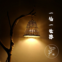 Wood feast  Original ecological wall lamp Bamboo lampshade Floor lamp Japanese study lampshade Pastoral shape floor lamp cover