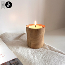 Wooden feast Log Japanese Nordic candle holder Tea wax SPA Aroma Literary bed and Breakfast Cafe Solid wood candle cup