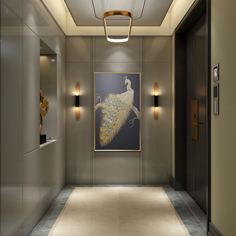 New Chinese style entrance decoration painting Living room entrance painting Peacock hanging painting Characteristic hand embroidery animal painting Study mural