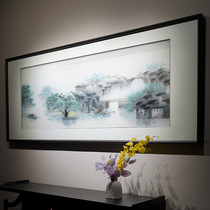 Su embroidery finished product hanging painting New Chinese ink style Jiangnan Shuixiang Suzhou pure handmade embroidery artwork decorative painting