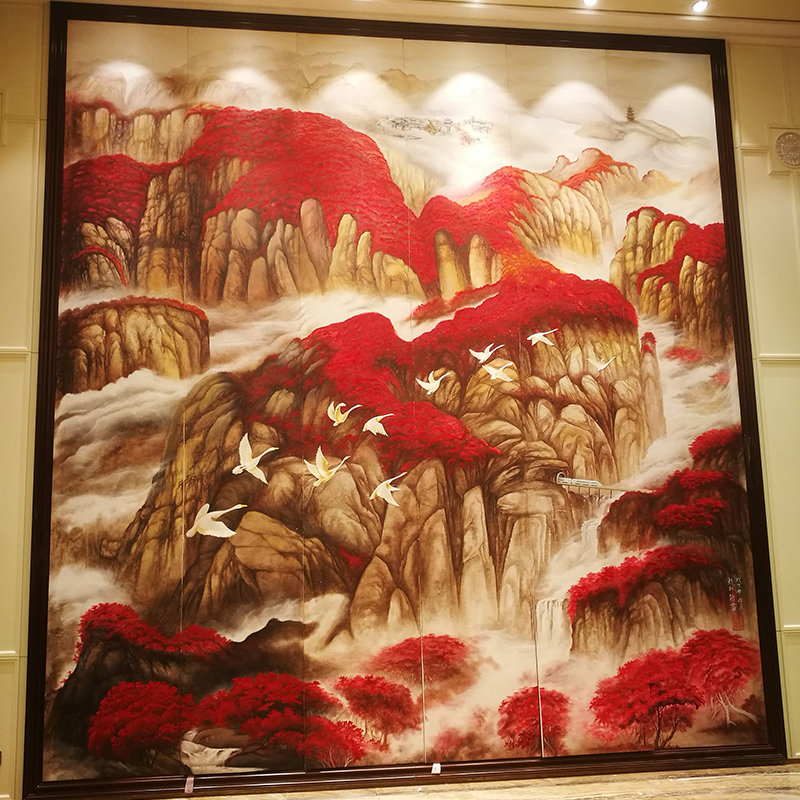 Private Booking Genguan Decoration Painting Modern Living Room Bedroom Hanging Painting Handmade Embroidered Wind Landscape Painting house Tea room fresco