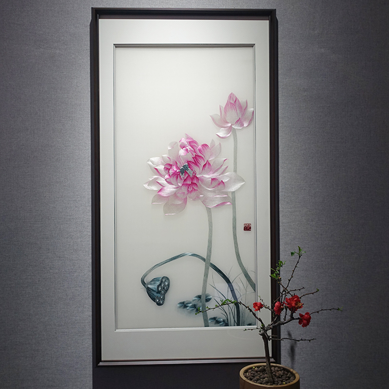 Su embroidery finished hanging painting KeFu character handmade entrance embroidery modern new Chinese decorative painting custom light luxury artwork