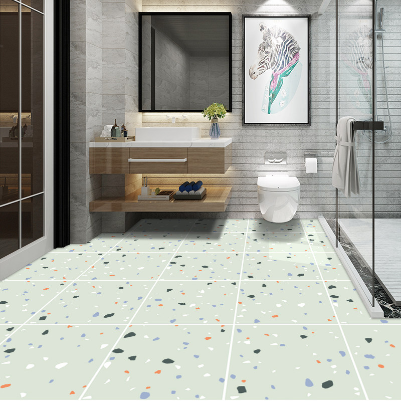 Tile tile sticker floor sticker waterproof wear-resistant self-adhesive bathroom floor sticker floor powder room toilet anti-slip wallpaper