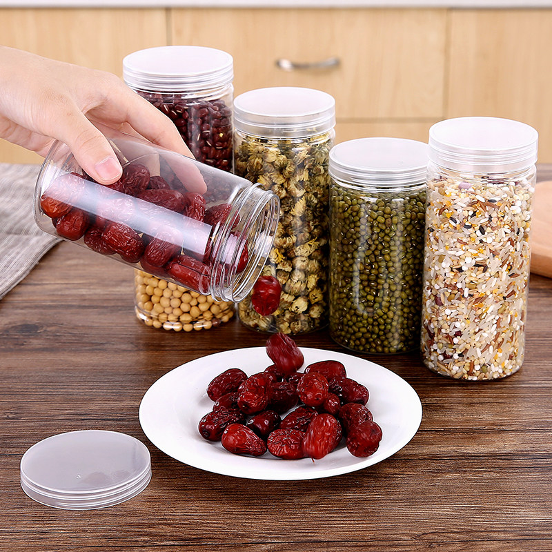 Food sealing cans plastic bottle tea cookies packaging cans large transparent storage jars kitchen grain collection tanks
