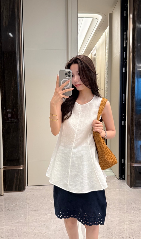 Modern Mdeng Old Money Style Korean Linen Sleeveless Vest Top for Women, New Summer Versatile Shirt Trendy H338
