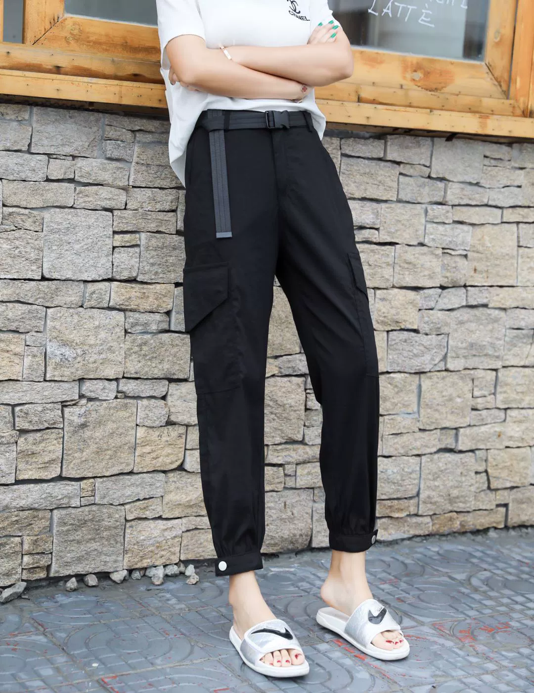 Yiqian 2020 hè mới Pháp quần lửng nữ bf eo cao chân dầm là quần mỏng giản dị 9 điểm quần harem - Quần Harem