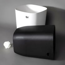 Creative trash can Simple office household kitchen toilet Living room Bedroom use classification Plastic barrel shape black and white