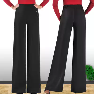Dance pants women's trousers high waist national standard social dance Latin pants straight black drop modern dance square dance pants