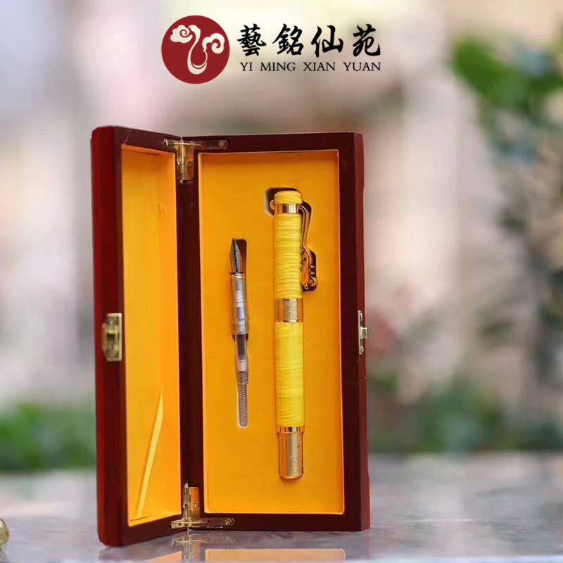 Big leaf gold silk Nan full water wave large faucet double pen collection gift box ballpoint pen signature dual-use practice pen