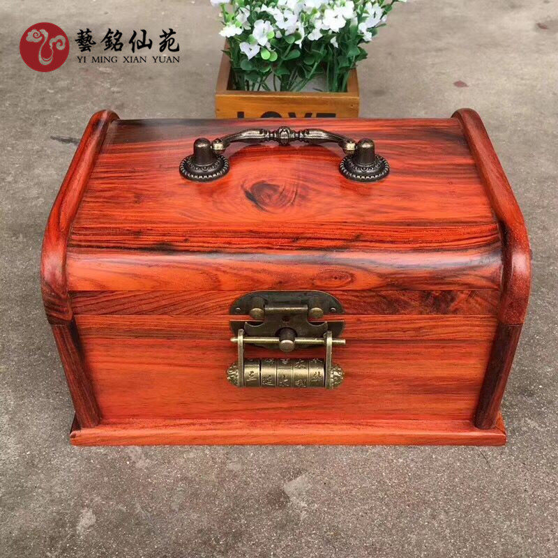 Big red acid branch single plate jewelry box pattern craft jewelry box Mahogany women's jewelry box Storage box suitcase