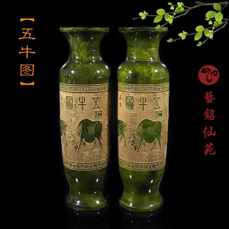 Gloomy wood five cow figure general vase pair solid wood vase home ornaments wood carving crafts table ornaments