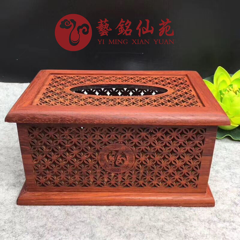 Baifu hollow tissue box safflower pear napkin box home living room desk storage box for personal use gifts