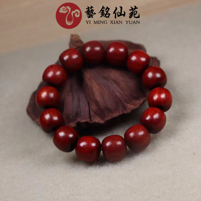 African red sandalwood 1 5 old barrel beads Glass bottom high oil dense Buddha Beads Text play jewelry craft gift ornaments hand string rosary beads