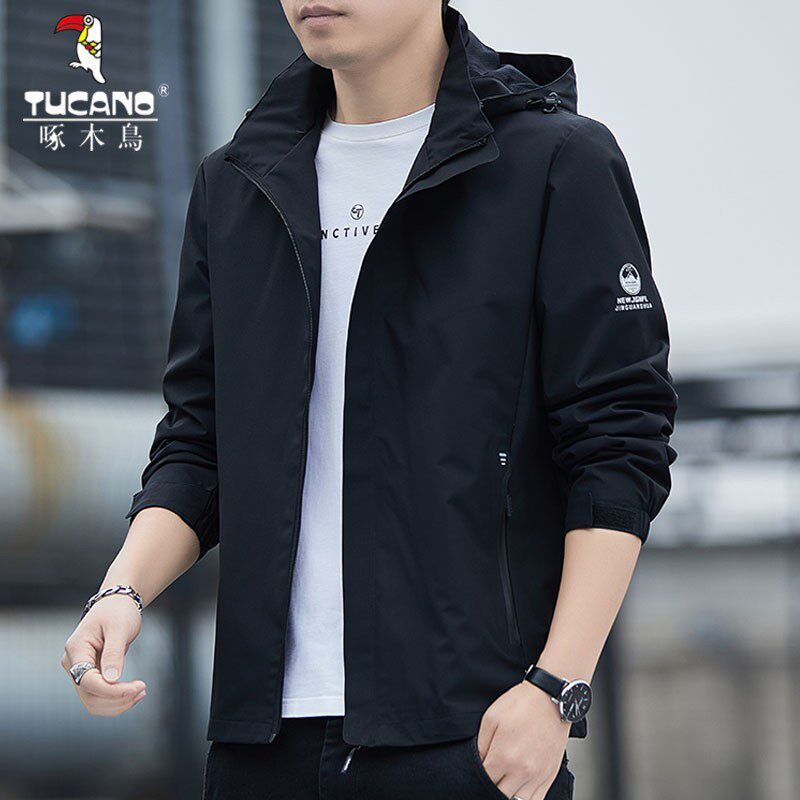 Woodpecker coat male spring and autumn jacket new winter plug-water men's clothing can remove the hat outdoor sub-coat