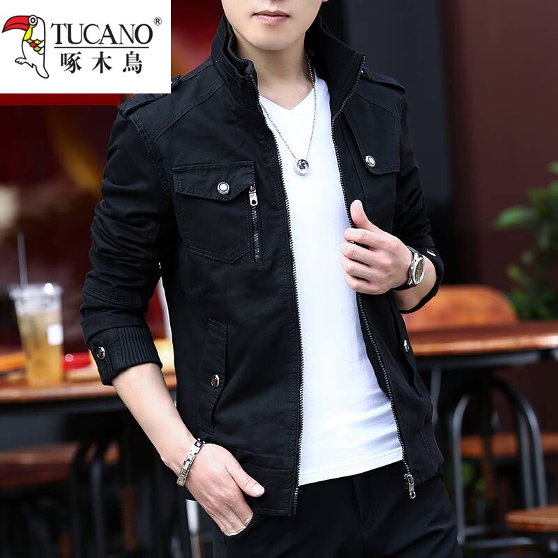 Woodpecker counter big-name men's coat spring and autumn thin section denim coat spring army green jacket men's windbreaker