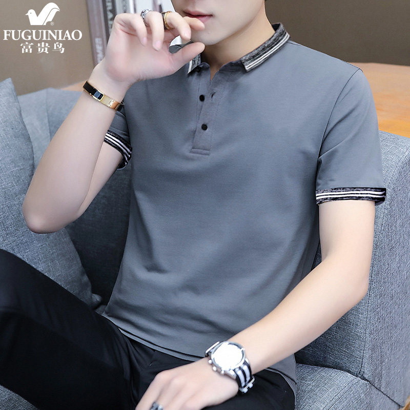 Rich Guido official polo shirt man short sleeve T-shirt Summer pure color flipped jacket with handsome air half sleeve T-shirt