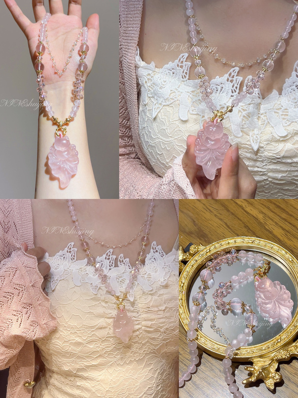 10.23 Update [Rose Quartz Collection Nine-Tailed Fox Pendant] Tianzong Style Fox Rich Lady Crystal Necklace Pendant