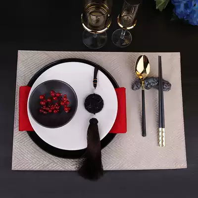 Chinese antique tableware set Chinese style retro dinner plate blue kiln transformation ceramic plate model room with high-end