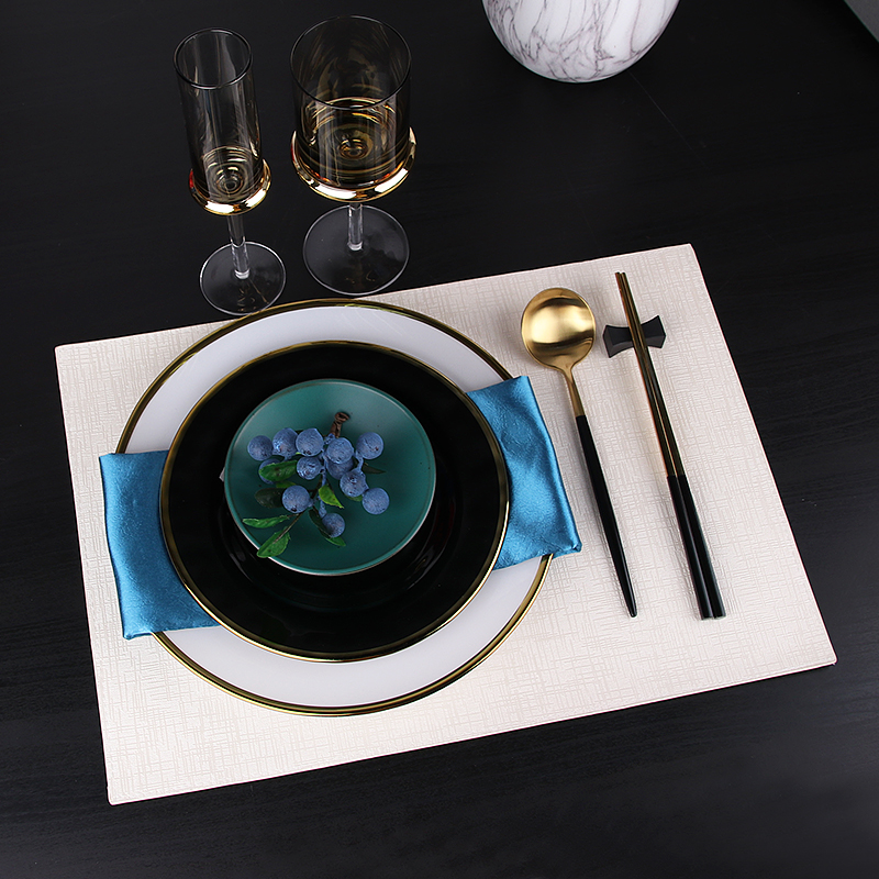 Hotel table set Western dinner plate set Black Phnom Penh glass plate model room tableware Luxury Chinese table set