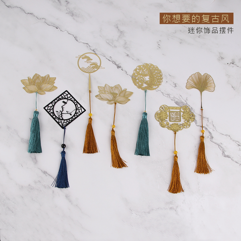 Brass Tassel Light Luxury Chinese Style Meal Buckle Cloth Circle Hotel Napkin Buckle Model Room Mini Jewelry Lotus Small Ornament