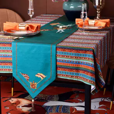High-end American light luxury bed flag hotel household fabric table flag tea table cloth rectangular long strip table cover towel printing