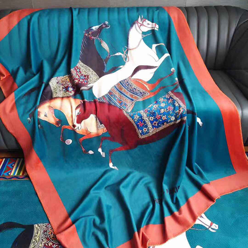 High-end American steed blanket Single double light luxury leisure blanket Velvet blanket thickened summer cool quilt Air conditioning quilt towel quilt