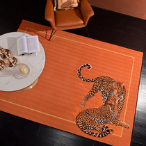 American light luxury thick non-slip leopard carpet floor mat living room bedroom cloakroom door mat foot pad round custom