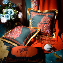 High-grade American retro light luxury lace cushion waist pillow pillow home leather sofa back model room decoration