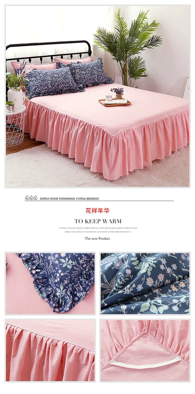 khăn trải giường bông xù giường váy mùa hè duy nhất mảnh 1.5m1.8 mét bảo vệ giường bông bìa trượt Simmons - Váy Petti