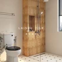 Retro aged gradient all-ceramic tiles bathroom restaurant bathroom kitchen balcony long brick wall tiles anti-slip floor tiles