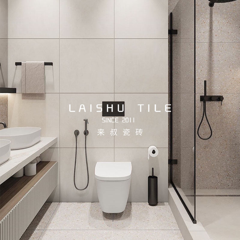 Nordic simple small particle terrazzo tile wabi sabi micro cement brick bathroom bathroom toilet non-slip floor tile