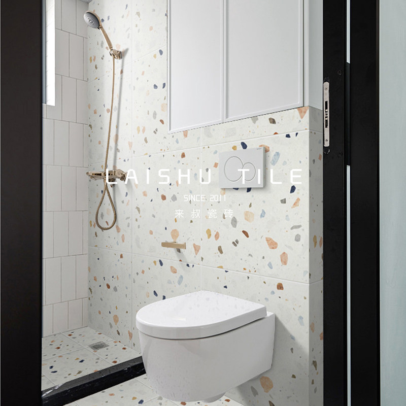 Lai Shu all-ceramic finely carved half-throw colored terrazzo tiles guest restaurant floor tiles kitchen bathroom toilet wall tiles