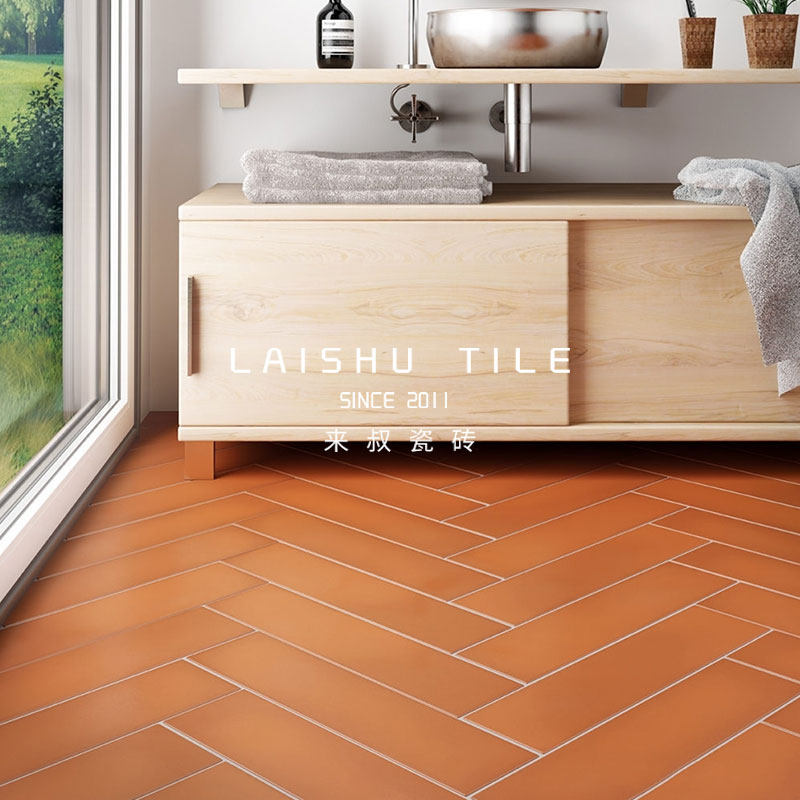 Lai Shu all-ceramic Spanish retro long strip herringbone paving tile bathroom balcony wall gradient color brick