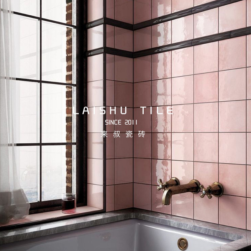 Retro Moroccan small square brick coral red wall brick bathroom bathroom wall tile kitchen restaurant background wall brick