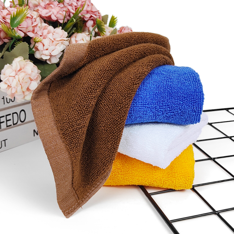 Hotel Pure Cotton Square Towel Bar Counter Catering Milk Tea Kitchen White Absorbent Non-Shedding Solid Color Square Cotton Small Towel