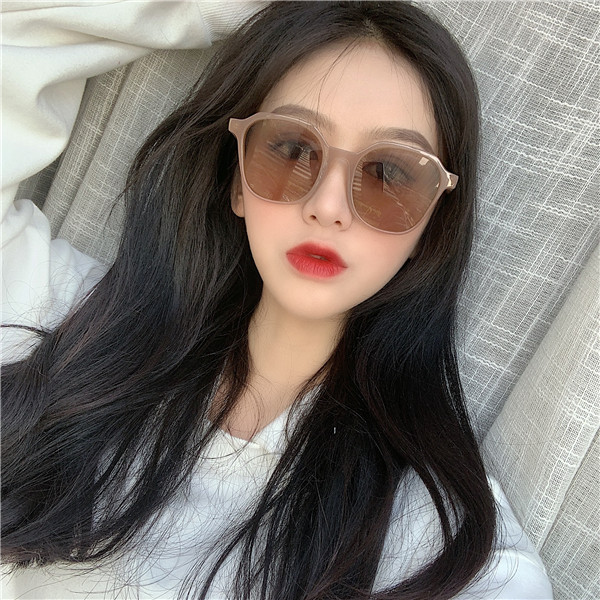 Kính râm nữ phiên bản Hàn Quốc của thủy triều 2019 mới in mạng màu nâu đỏ đường phố mặt tròn retro là kính râm mỏng cá tính - Swiss Army Knife bộ dụng cụ đa năng của Nhật