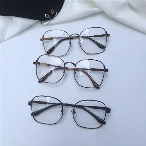 Hàn Quốc nghệ thuật siêu nhẹ kính gọng kính phiên bản Hàn Quốc của thủy triều retro mặt tròn khuôn mặt nhỏ khung lớn gương phẳng kính nam sinh viên - Kính khung mắt kính rayban