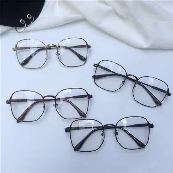 Hàn Quốc nghệ thuật siêu nhẹ kính gọng kính phiên bản Hàn Quốc của thủy triều retro mặt tròn khuôn mặt nhỏ khung lớn gương phẳng kính nam sinh viên - Kính khung mắt kính rayban