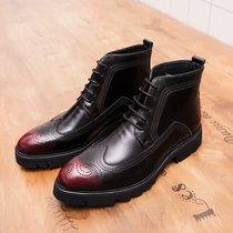 Spring Martin Boot Mens Inn Wind High Help Leather Shoes Men Casual Heightening Retro Tide 100 Hitchhiking Brock Boots Men