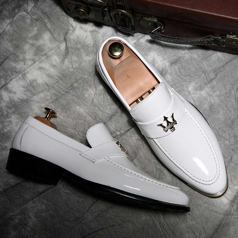 Korean Version Bright Leather Pointy Leather Shoes Ingléen Casual Shoes Hair Stylist Men's Shoes White Tide Nightclub Men's Leather Shoes Photo Gallery