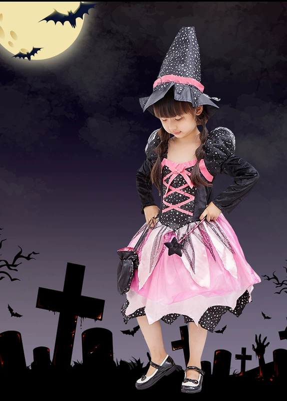 Trang phục Halloween cho trẻ em Phù thủy phù thủy Cosplay Trang phục dạ tiệc Công chúa rực rỡ