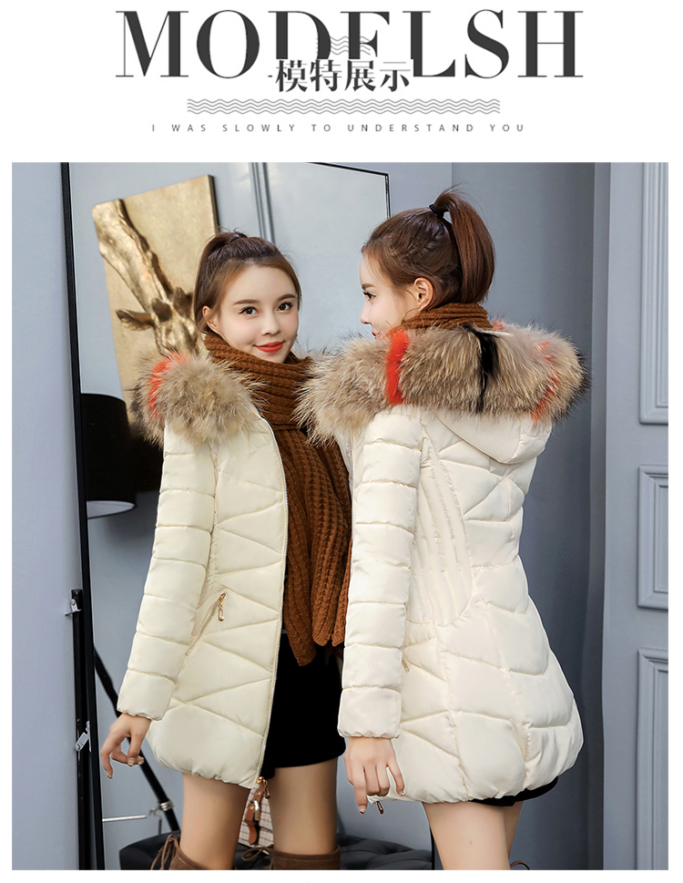 Mùa đông 2018 mới chống mùa cổ áo lông bông lớn cho nữ dài phần cotton dày mỏng version Phiên bản áo cotton xuống của Hàn Quốc áo phao nữ dáng dài 2020